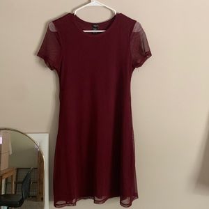 Maroon Mesh Dress